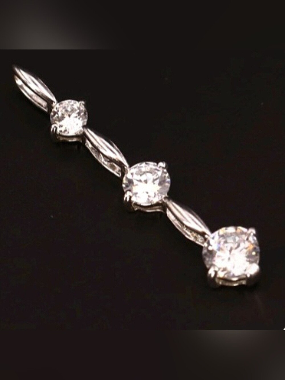 925 Sterling Silver - White Cubic Zirconia Drop Necklace Pendant (No Necklace)